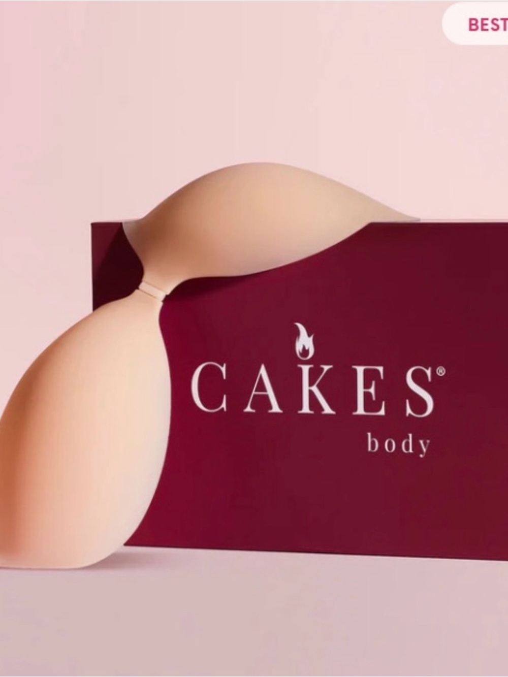 Cake Nude Adhesive Strapless Bra with Deep Burgundy Packaging